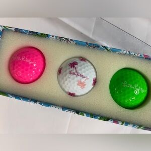Lilly Pulitzer Blue Floral Boxed Golf Ball Set - Pink, Green, White NWOT